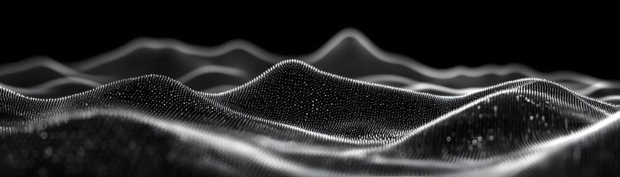 Abstract grayscale digital landscape design.