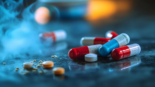 Cytisine Pills for Nicotine Addiction Treatment on a Countertop