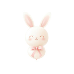 Obraz premium Adorable Cartoon Bunny Rabbit with Pink Bow - Easter, Spring, Baby Design
