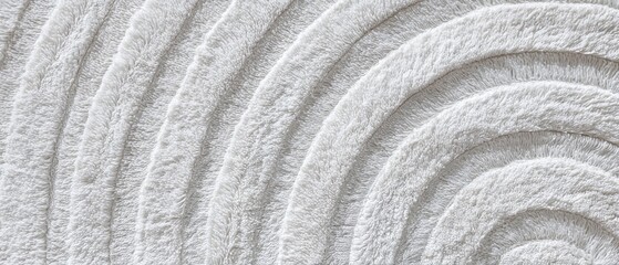Naklejka premium Close Up of Plush White Bath Mat with Circular Pattern Texture and Soft Pile from Above in Studio Lighting