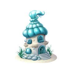 Enchanting Seashell Mushroom House Whimsical Fantasy Home Illustration