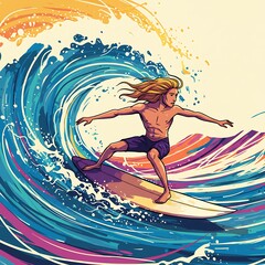 Ride the Rainbow Wave AI Generated