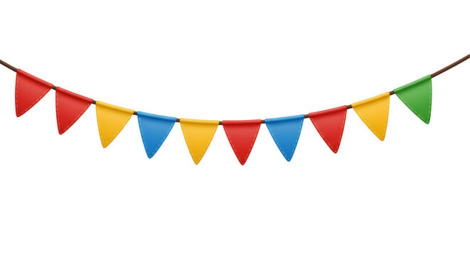 Classic Festa Junina bunting with colorful flags &ndash; 2D cartoon with transparent background