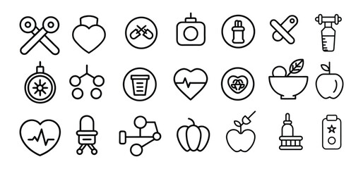 Health & Pharmaceutical Vector Icon Set – Medical, Hospital, and Drug Symbols for Professionals, features high-quality, modern illustrations representing hospitals, doctors, medicine, prescriptions. 