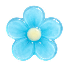 Blue flower gel sticker with glossy texture for decoration or crafting