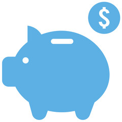 Piggy bank saving icon vector for personal finance, budgeting, and money saving. Ideal for saving goals, financial planning, and simple banking or child savings education illustration.