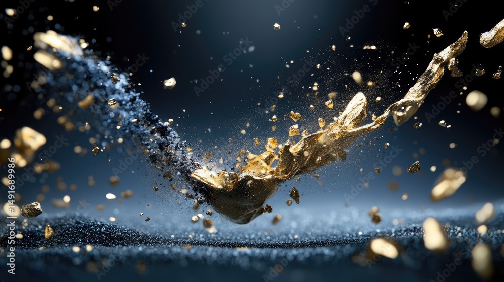 Aufkleber blue and gold particle mist in motion, creating a celebratory yet elegant visual tone
