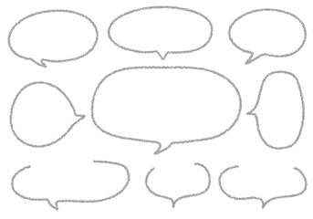 Fototapeta premium クレヨン素材 手描きのふきだしセット