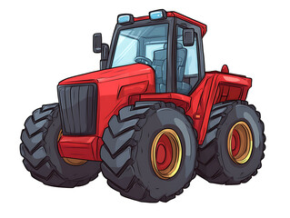 red tractor isolated