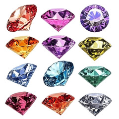 Colorful gemstones arranged in a grid sparkling jewels precious stones