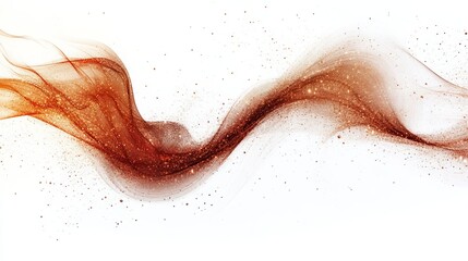 Abstract copper wave with glittering particles on white background.  Elegantly flowing, dynamic and luxurious