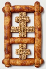Decorative bread frame featuring wheat accents, studio shot, food art, culinary design, baked goods display, creative presentation