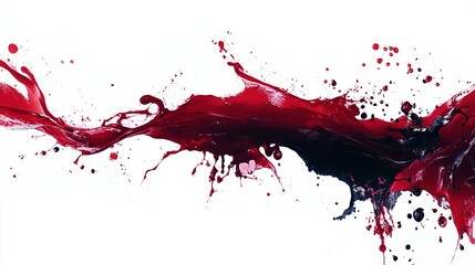Dynamic red and black liquid splash against a white background.  The vibrant colors create a powerful, abstract image