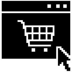Pixel online market icon vector for digital store, retro shopping, or web commerce. Ideal for pixel websites, ecommerce apps, and retro pixel product sales design.