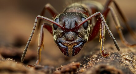 Fototapeta premium Close-Up Macro Photography of an Ant Detailed View of Insect Anatomy
