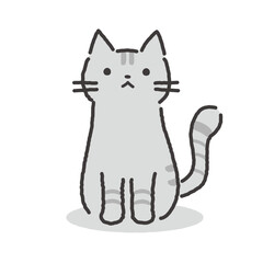 正面を向いて座るねこイラスト