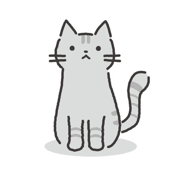 正面を向いて座るねこイラスト