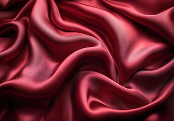 Obraz premium Soft luxurious red satin fabric with smooth shiny folds and gentle curves creating a rich elegant texture