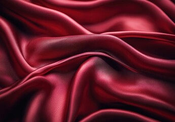 Obraz premium Close-up of shiny red satin fabric with smooth, flowing folds and soft texture expressing elegance and luxury