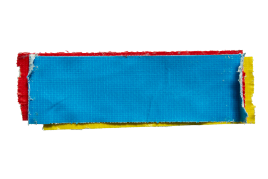 3 layers of blue red and yellow cloth tape