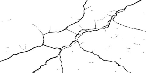 Transparent Background Vector Texture of Grunge Cracks and Fractured Earth – Realistic Dry Soil Pattern with Rough Distressed Overlay for Creative Use
