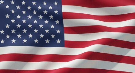 Fototapeta premium Close up of a slightly faded american flag with stars and red and white stripes