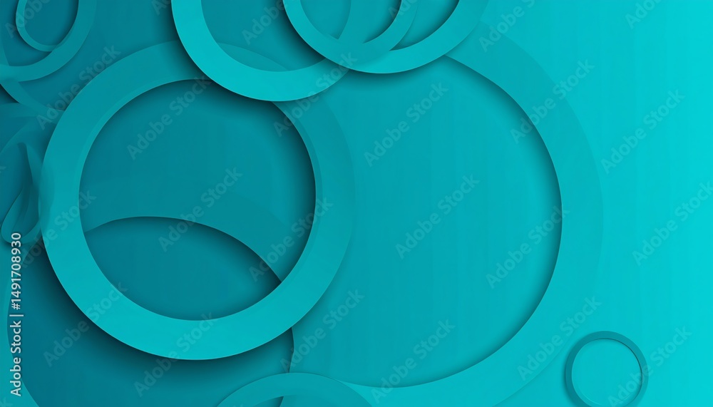 Poster abstract turquoise background featuring layered circular shapes, creating a modern and dynamic visua