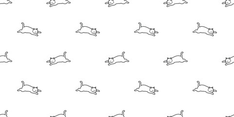 cat seamless pattern white kitten sleeping calico cartoon doodle pet animal illustration tile background gift wrapping paper repeat wallpaper