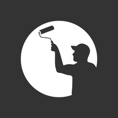 logo design for painting services, construction, paint repair, painter, contractor logo, vector, silhouette, housework, professional, renovation, logo, design, construction, decoration, services