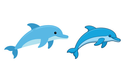 Jumping Dolphins Illustration – Pair of Blue Dolphins in Motion Representing Ocean Life, Freedom, or Marine Themes in Cartoon Style
