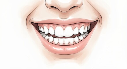 Naklejka premium Smiling mouth with healthy teeth illustration