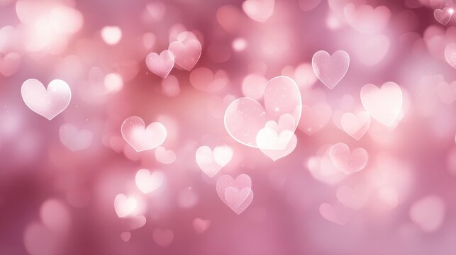 Soft, romantic hearts bokeh background