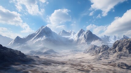 Majestic snow capped mountain range