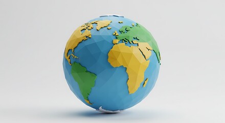 Stylized low poly earth globe model