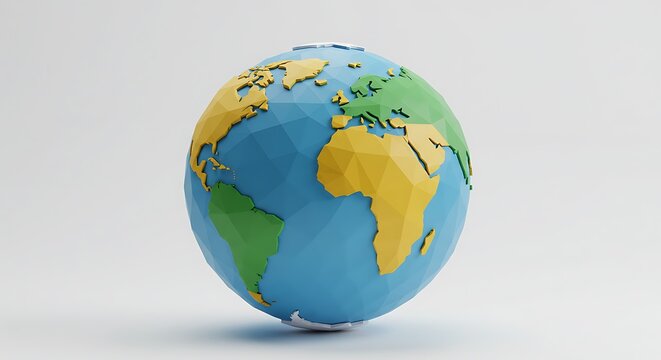 Stylized low poly earth globe model