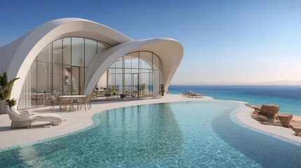 Modern Villa by the Sea Infinity Pool and Unique Architecture.