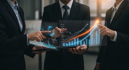 Business Team Reviewing Growth Trends