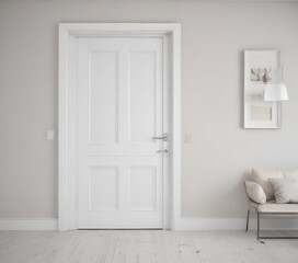 Stylish white interior door set, open & closed positions on white background ,  open doors,  room divider