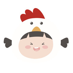 girl in a chicken hat