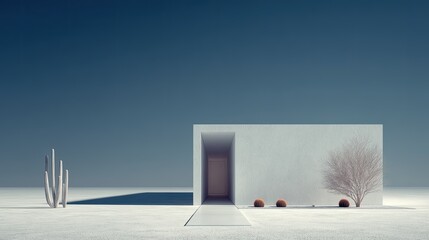 Minimalist Desert Home Modern architecture in stark landscape Serene.