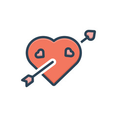Color illustration icon for love heart