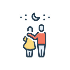 Color illustration icon for valentines day couple