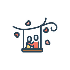Color illustration icon for couple with love tree