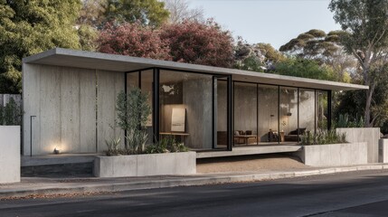 Obraz premium Modern Concrete Home Design with Garden Contemporary Architecture.