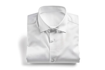 Folded white dress shirt isolated on white background, clean and crisp
