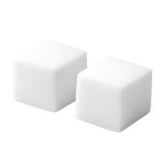 Fototapeta premium Two white sugar cubes on white background simple clean product shot