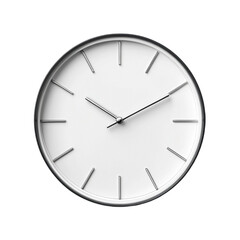 Minimalist round clock with silver hands and markers on a white face