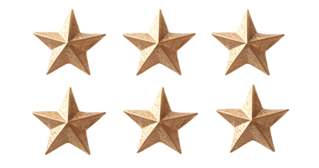 Set of rows of decorative gold stars isolated on transparent background