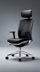 Obraz premium Ergonomic office chair studio shot showcasing comfort and design features for modern workspace solutions and posture support