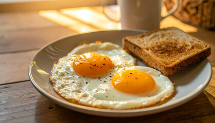 Sunny Side Up Eggs & Toast Breakfast - Vibrant Food Photography